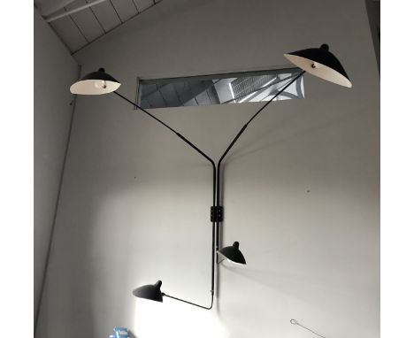 AFTER SERGE MOUILLE WALL LIGHT, four branch, 260cm deep. 