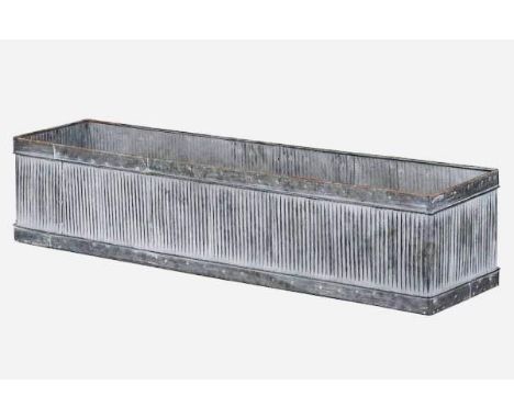 TROUGH PLANTERS, a pair, galvanised metal, ribbed design, 20cm x 90cm x 20cm. (2) 