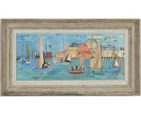 RAOUL DUFY, Les Regates, Lithograph – signed in the plate, Pierre Levy Suite: Printed by Mourlot, Vintage French frame, 25.5c