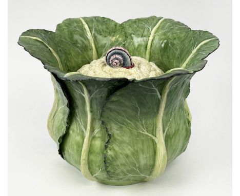 LADY ANNE GORDON (1924-2007), a large ceramic cauliflower shaped bowl and cover with snail finial, monogrammed and dated '99 
