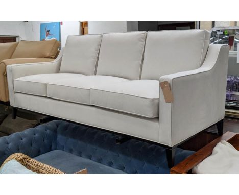 BESPOKE SOFA LONDON SOFA, ivory velvet upholstered, 210cm x 95cm x 90cm. 