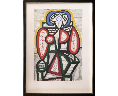 PABLO PICASSO, 'Femme Assise', lithograph in colours on Arches paper, 74cm x 53cm, signed 'Collection Marina Picasso' and num