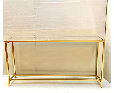 CONSOLE TABLE, 79cm H x 152cm x 25cm deep, 1960's French style, mirrored glass top, gilt metal frame 