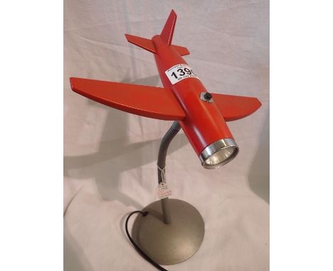 Unusual jet fighter table lamp on an adjustable stand. Not available for in-house P&amp;P, contact Paul O'Hea at Mailboxes on