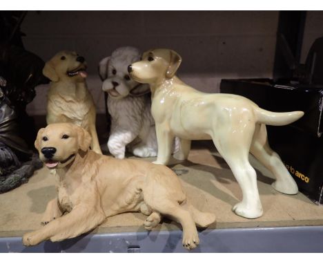 Selection of ceramic and resin dogs, one with visible restoration. Not available for in-house P&amp;P, contact Paul O'Hea at 