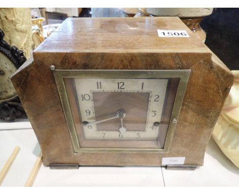 Mid 20th century Westminster chime walnut  cased mantle clock, no key. Not available for in-house P&P, contact Paul O'Hea at 