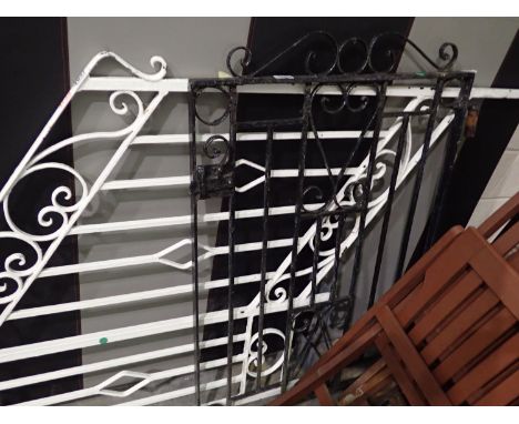Wrought iron step hand rail and a wrought iron garden gate, W: 75 cm. Not available for in-house P&amp;P, contact Paul O'Hea 