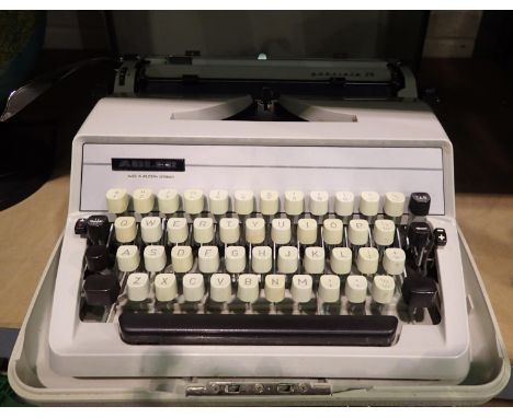 Adler type writer with globe electric lamp. Not available for in-house P&amp;P, contact Paul O'Hea at Mailboxes on 01925 6591