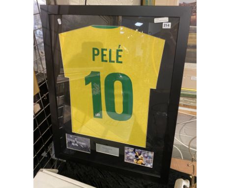 A TOFFS retro yellow Brazil jersey signed by Pele, in black marker