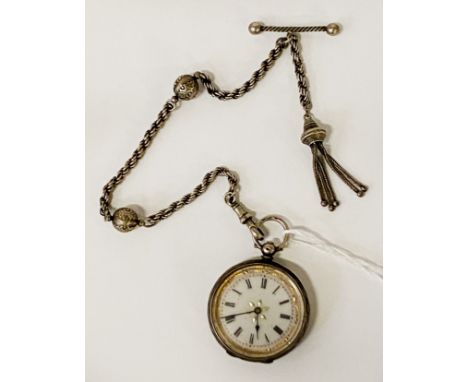 SILVER POCKET WATCH &amp; CHAIN