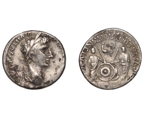 Roman Imperial Coinage, Augustus (27 BC-AD 14), A Contemporary plated Denarius, after Lugdunum, 2 BC-AD 4, [–] divi f pater p