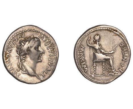 Roman Imperial Coinage, Tiberius (14-37), Denarius, Lugdunum, after AD 16, ti caesar divi avg f avgvstvs around laureate head