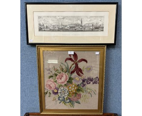 A print of Venice and a framed tapestry 