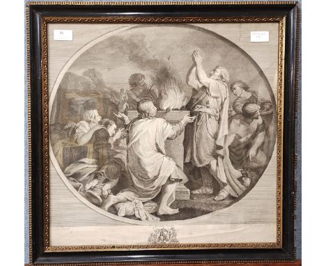 The Sacrifice of Noah, after Andrea Sacchi (1599-1661), etching and engraving on paper, 47 x 38cms, framed 