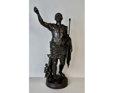 A 19th Century Italian Grand Tour bronze figure of Augustus of Prima Porta, 35cms h 