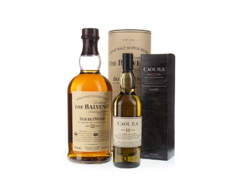 BALVENIE DOUBLEWOOD 12 YEARS OLD Single Malt Scotch Whisky 70cl, 40% volume, in tube. CAOL ILA 12 YEARS OLD - 20CL Single Mal