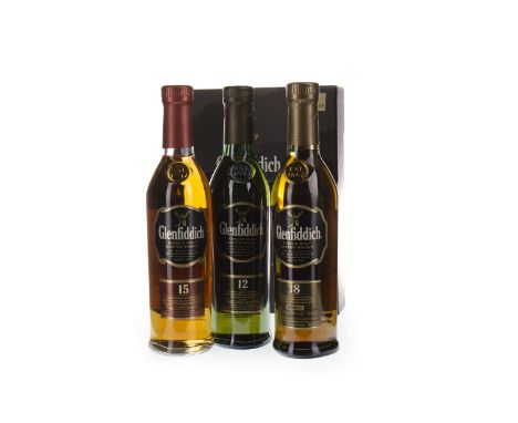 GLENFIDDICH 20CL TRIPACK (3X20CL) Single Malt Scotch Whisky Includes Glenfiddich 18 years old (40%), 15 years old (40%) and 1