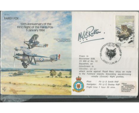 Air Vice Marshall N C S Rutter signed 59th Anniversary of the First Flight of the Fairey Fox 3rd January 1984 flown FDC PM 59