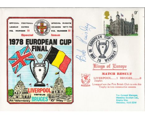 Liverpool V Bruges 1978 Dawn First Day Cover Signed By Bob Paisley. Good condition. All autographs come with a Certificate of