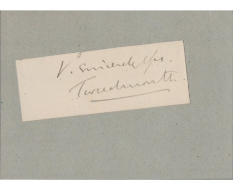 Dudley Marjoribanks, 1st Baron Tweedmouth signed 5x4 overall irregular page cutting fixed to card. Dudley Coutts Marjoribanks