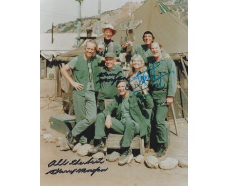 MASH Actors multi signed 10x8 colour photograph. Signed by Loretta Swit and Harry Morgan as they play Major Margaret Hot Lips