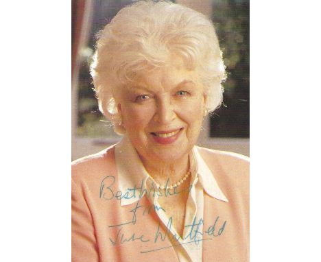 Actor, June Whitfield signed 6x4 colour photograph. Whitfield (11 November 1925 - 29 December 2018) was an English radio, tel