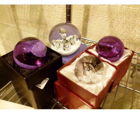 CAITHNESS PAPERWEIGHTS. Four boxed Caithness paper weights and one other 