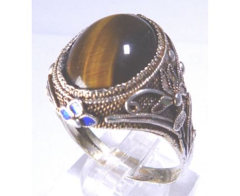 925 SILVER RING. 925 silver ring set with tigers eye stone