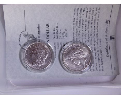 1880 & 1923 SILVER DOLLARS. 1880 Morgan dollar and a 1923 peace dollar 