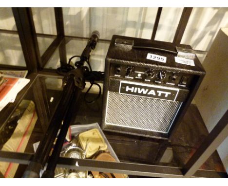 SPEAKER & MIC. Hiwatt portable speaker and mic with stand 