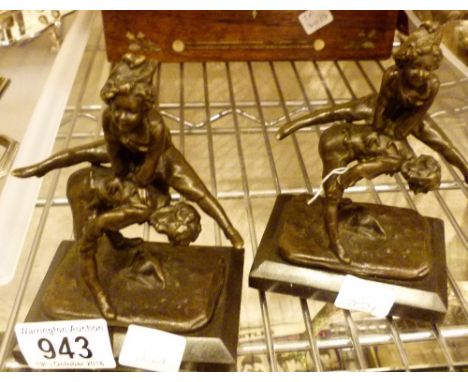 PAIR OF BRONZES. Pair of bronzes of children playing