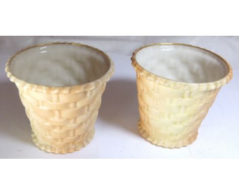 ROYAL WORCESTER PLANTERS. Pair of Royal Worcester blush ivory planters