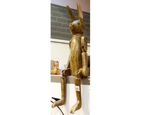 SHELF RABBIT. Wooden shelf rabbit, Seated H: 50 cm 