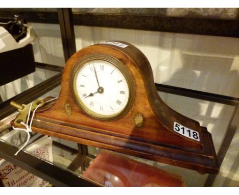 MANTLE CLOCK. Inlaid mantle clock and key 