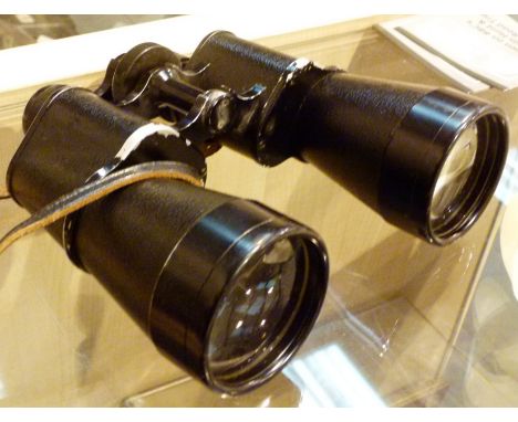 LEATHER CASED BINOCULARS. Pair of leather cased Dolland of London binoculars