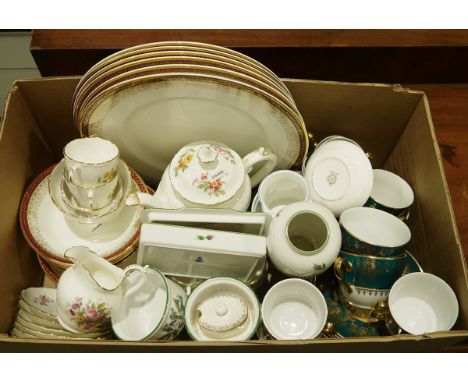 Coalport part tea service&nbsp;to include teapot, cups and saucers, cream jug, six Royal Grafton 'Majestic' meat plates with 