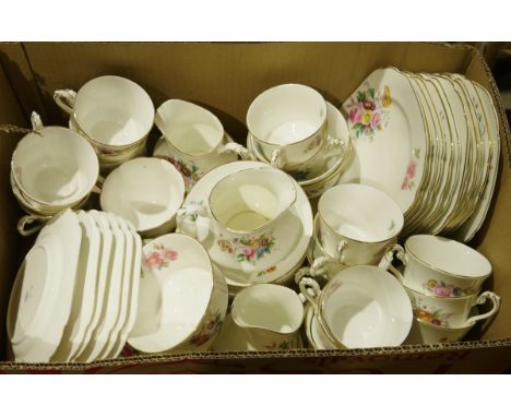 Coalport 'Junetime' part tea service to include teacups, saucers, tea plates, milk jugs, sugar bowl (1 box)&nbsp;&nbsp;