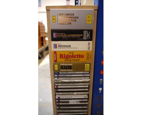 CD holder&nbsp;with a large collection of CDs, mainly classical and a box of long playing records, mainly classical&nbsp;