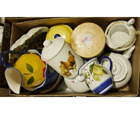 Portmeirion 'Botanic Garden' storage jar, Royal Worcester 'Evesham' lasagne dish, Royal Worcester 'Evesham' flan dishes and c