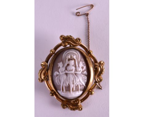 A VICTORIAN ROTATING PINCHBECK BROOCH set with a shell cameo and a gentleman’s portrait. 2ins wide.