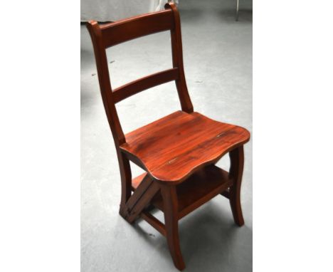A METAMORPHIC SINGLE CHAIR & LIBRARY STEP LADDER.
