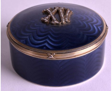 A FINE EARLY 20TH CENTURY RUSSIAN SILVER ENAMEL AND DIAMOND BOX contained within a fitted leather case, depicting a central m