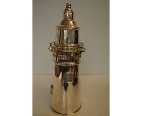 Chrome art deco light house cocktail shaker 