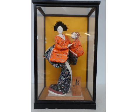 Glass case model of a Geisha girl Height 53 cm 