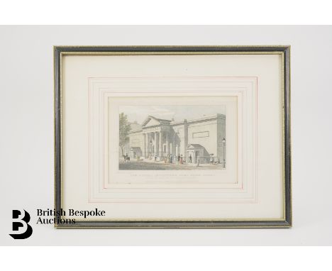 Four architectural line engravings, entitled The Russell Institution, Great Coram Street publ. August 16th 1828; The Catholic