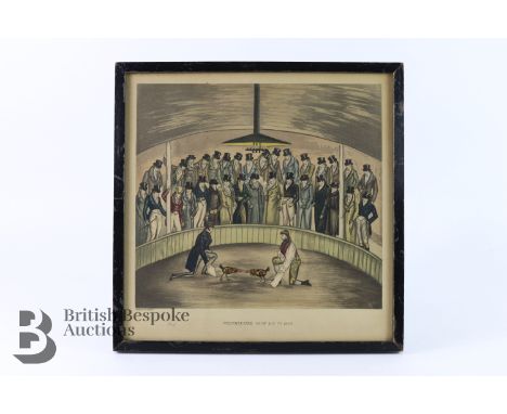 After Henry Alken coloured aquatint - Westminster Cock Pit in 1830, approx 29 x 29 cms, proof. This lot includes after Henry 