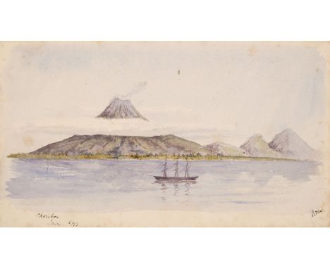 * Java. Three views of Java, watercolour by R. M. West, circa 1830, 1 signed to lower right, the others unsigned, minor spott