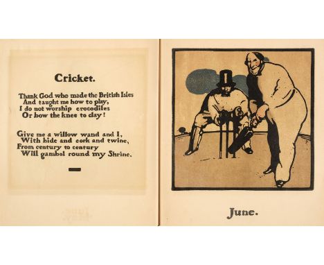 Nicholson (William). An Almanac of Twelve Sports, London: William Heinemann, 1898, title with colour vignette, 12 colour lith