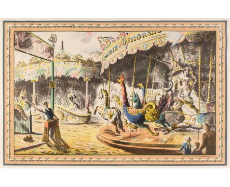 * Jones (Barbara Mildred, 1912-1978). Fairground, 1946, colour lithograph, printed by The Baynard Press for School Prints Ltd