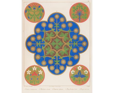 Pugin (Augustus Welby). Floriated Ornament, 1st edition, London: Henry G. Bohn, 1849, 31 chromolithograph plates, including f